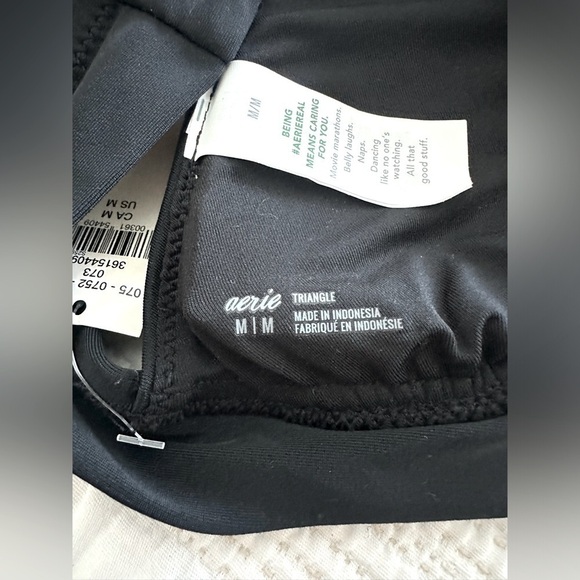 Aerie Black Triangle Tie Back Bikini Top Size Medium - Picture 6 of 11